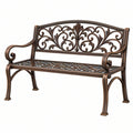 Ławka ogrodowa 120 x 60 x 90 cm metalowa brązowa dekoracyjna w stylu klasycznym