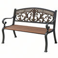 Ławka ogrodowa 127 x 61 x 88 cm metalowa czarno-brązowa klasyczna
