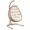Fotel wiszący ogrodowy 105 x 95 x 195 cm beżowy z plecionki i stali do relaksu